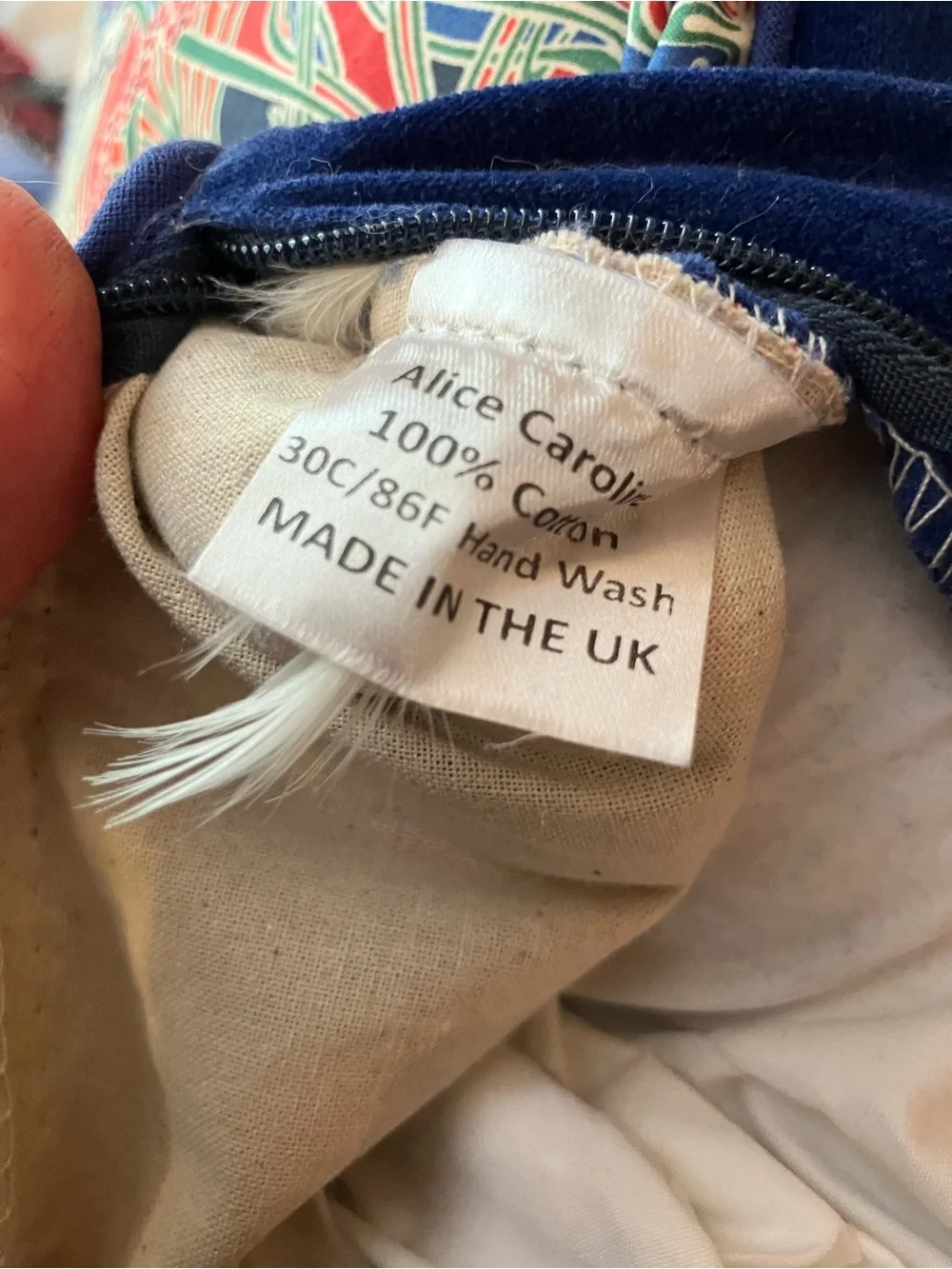 Alice Caroline made in England 100% cotton pillow with velvet & feather insert